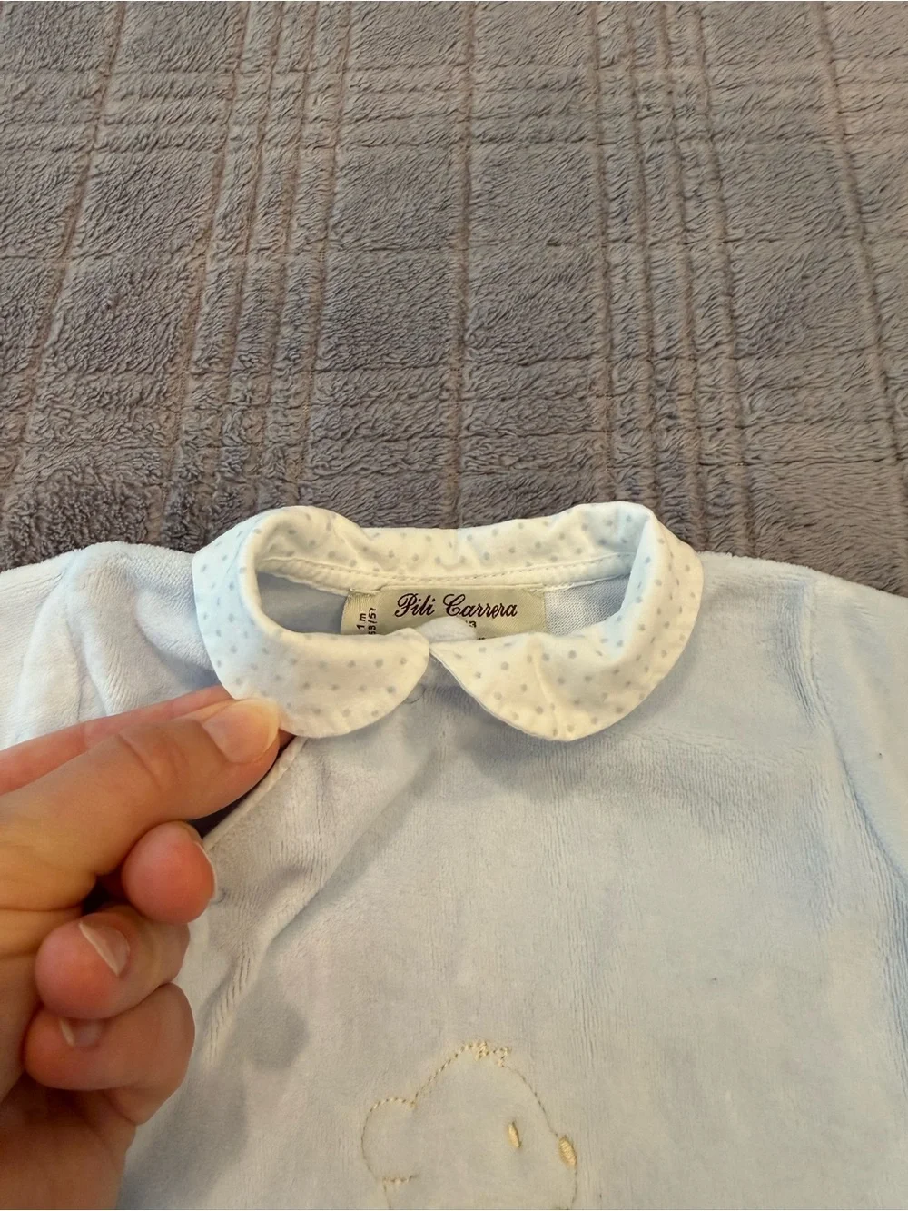 Baby Blue One-Piece Footed Romper with Peter Pan Collar